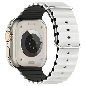 Beline Silicone Waves bílo-černý / Řemínek pro Apple Watch / 38/40/41 mm
