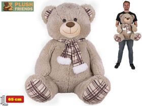 Plyšový medvěd Plush Friends sedící 65 cm se šálou
