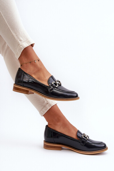 Kožené dámské lakované mokasíny Laura Messi 2760 modré 40