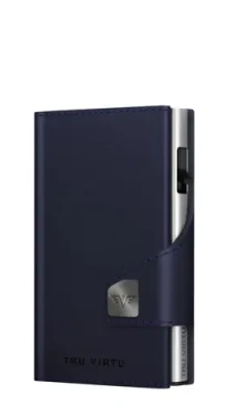 TRU VIRTU Click Slide Vegan Bio Apple tmavě modrá/stříbrná / Peněženka / RFID ochrana / veganská kůže / 12 karet (24106210112)