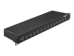 Delock 19" průmyslový USB hub 13x USB-A černá / USB hub / USB 3.2 Gen 1 / 5000 Mbit/s / kov (64039)