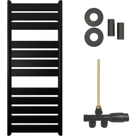 CERANO Koupelnový radiátorový set Arturo - ústřední výtápění - boční jednobodové připojení - 644W - černá matná - 1200x500 mm