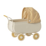 Maileg Kočárek pro zvířátka Maileg Micro Yellow, žlutá barva, krémová barva, kov, plast, textil