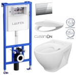 LAUFEN Rámový podomítkový modul CW1 SET s chromovým tlačítkem + WC CERSANIT CLEANON MODUO + SEDÁTKO H8946600000001CR MO1