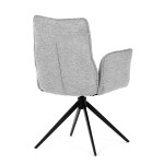 Židle jídelní, šedá látka, 360° vratný mechanismus, černý kov
