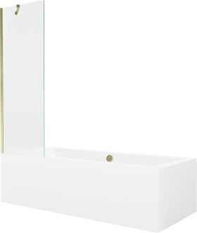 MEXEN/S - Cube obdélníková vana 170 x 80 cm s panelem + vanová zástěna 60 cm, transparent, zlatá 550517080X9506000050