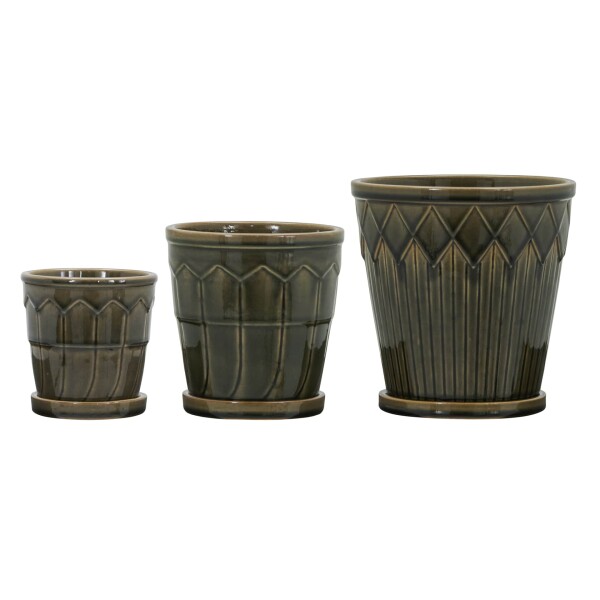 House Doctor Keramický květináč s podmiskou Cora Grey S, šedá barva, keramika