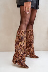 Dámské Kozačky Na Podpatku Před Kolena Leopardí Hnědé Portora 37