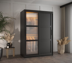 Šatní skříň Abi Flutes 3 Rozměry: 120 cm, Barva korpusu + barva dveří: Černá + Černá