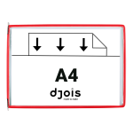 Djois závěsný rámeček kapsou, A4, otevřený shora, červené, 10 ks