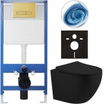 CERANO - Kompletní WC set Profi/Cesso - černá matná - WC tlačítko Slim/Zlatá - předstěnová instalace - 49x36 CER-942004