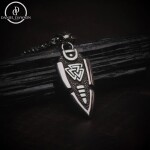 Pánský náhrdelník Ódinovo kopí - GUNGNIR, oboustranný přívěsek, Stříbrná 60 cm