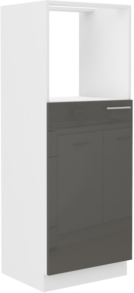 Vyšší skříňka na vestavnou troubu Lara 60 DKPL-162 1F BB Barva korpusu: Bílá, Barva dvířek: Šedý lesk