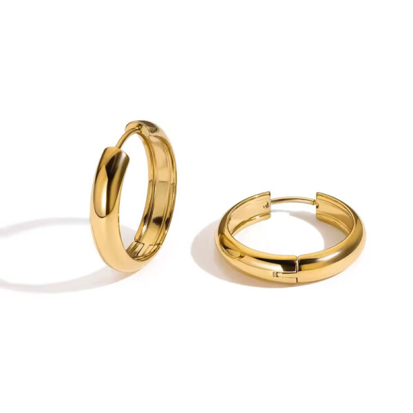 Kruhové náušnice Estefani Gold - 21 mm, chirurgická ocel, Zlatá