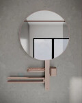 IDEAL STANDARD - ALU+ Zrcadlo s držákem ručníků, poličkou a pohárkem na kartáčky a pastu, rosé BD587RO