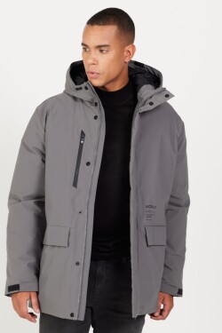 AC&Co / Altınyıldız Classics Men's Gray Hooded High Neck Standard Fit Plus Size Coat