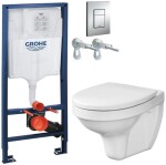 Grohe Rapid SL pro závěsné WC 38528SET s chromovou deskou + WC CERSANIT DELFI + SEDÁTKO 38772001 DE1