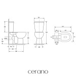 CERANO - WC kombi Dure, Rimless - bezokrajové splachování + PP sedátko - bílá lesklá - 72x36,5 CER-667760