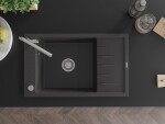 MEXEN/S - Elias granitový dřez 1 s odkapávačem včetně baterie Flora, černá kropenatá 6511-76-670401-00