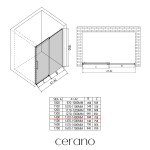 CERANO - Sprchové posuvné dveře Lantono - pravá - 8 mm - Soft-Close - černá matná, mléčné sklo - 140x195 CER-663163