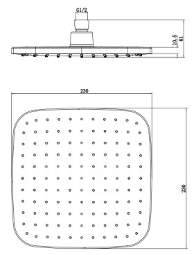 NOVASERVIS - Pevná sprcha 230 x 230 mm, černá RUP/580,5