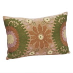 MADAM STOLTZ Vyšívaný povlak na polštář Cotton Velvet Old Rose 40 × 60 cm, multi barva, textil