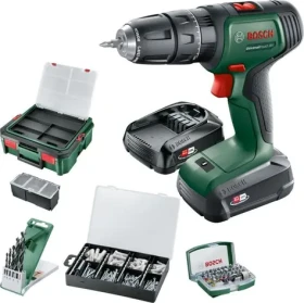 BOSCH UniversalImpact 18V zelená/černá / Aku vrtací šroubovák / 1450 ot/min / 34 Nm / 10mm sklíčidlo / 2x1,5 Ah (06039D4103)