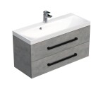 Koupelnová skříňka s černou úchytkou a umyvadlem SAT Cube Way 100x53x40 cm beton mat CUBE2C100ZBE CUBE2C100ZBE
