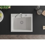 MEXEN - Elix granitový dřez 1-miska 600 x 500 mm, bílá, sifon chrom 6525601005-20