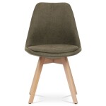 Židle jídelní, hnědá látka, nohy bukové dřevo