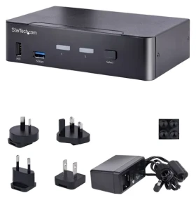 StarTech USB-C KVM přepínač 2 porty DisplayPort / KVM přepínač / 4K 60Hz UHD HDR / 4x USB HID / 3,5mm audio (SV231DPUCA)
