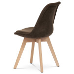 Židle jídelní, hnědá látka, nohy bukové dřevo