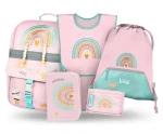 BAAGL SET 5 Zippy Duha růžový: aktovka, penál, sáček, zástěra, peněženka (A-36515)
