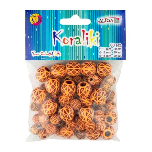 Korálky kulaté 60ks - Boho, mix velikostí