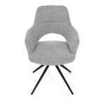 Židle jídelní, šedá látka, 360° vratný mechanismus, černý kov