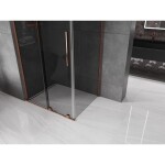 MEXEN/S - Velar L sprchový kout, posuvné dveře 90 x 80, grafit, růžové zlato 871-090-080-43-60