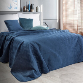 DumDekorace Oboustranný prošívaný přehoz na postel v tmavě modré barvě Šířka: 230 cm | Délka: 260 cm