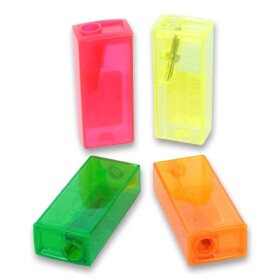Ořezávátko Faber-Castell jednoduché plastové se zásobníkem FLUO barvy