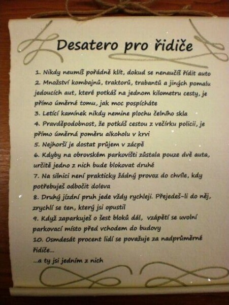 Bene Pergamen - desatero - Pro řidiče