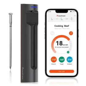 Meatmeet S Pro šedá / Teploměr na maso / Bluetooth / aplikace / gril, trouba, udírna