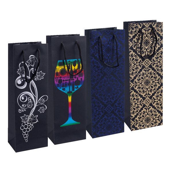 DONAU HOME dárková taška - Ornament, na 1 láhev, mix motivů - 12ks