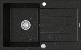 MEXEN - Bruno granitový dřez 1 s odkapávačem 795x495 mm, černá / zlatá metal 6513791010-75