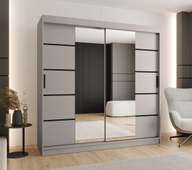 Šatní skříň Abi Rubino V4 Rozměry: 200 cm, Barva korpusu + barva dveří: Kašmír