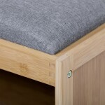 Botník, masiv bambus, přírodní odstín, šedá látka