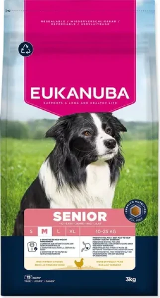 Eukanuba Senior Medium rich in fresh chicken / Granule pro psy / Pro seniory středních plemen / 3 kg (1724-204478)