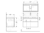 GEBERIT - Xeno 2 Skříňka pod umyvadlo 900 mm, zásuvka s LED svítidlem, šedobéžová 500.509.00.1