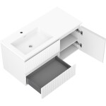 MEXEN/S - Rivel koupelnová skříňka 100 cm s umyvadlem Otis levá, 2S, 1D, reliéf, bílá mat 91A23-10047-3-BBFFF01-W18L01