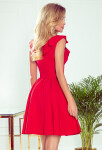 POLA Červené dámské šaty volánky ve výstřihu 307-1