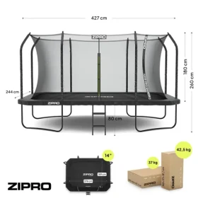 Zipro Jump Pro Quadr trampolína 8x14FT / 244 x 427 cm / s vnitřní sítí (15521890)
