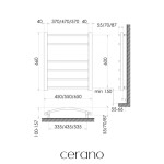 CERANO - Elektrický sušák ručníků Luca, s displejem - 97 W - bílá lesklá - 660x550 mm LIV-W-EG-6-55